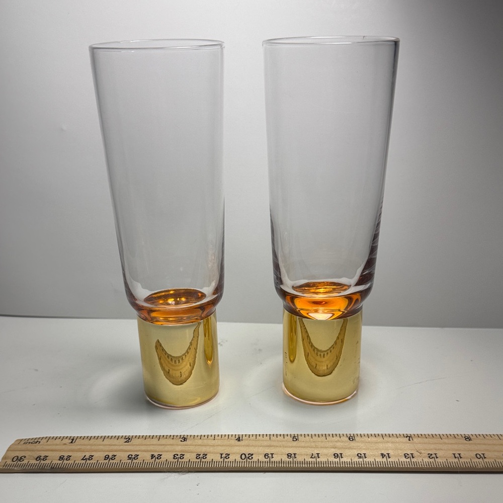Gorgeous vintage Sagaform Club Gold Champagne Glasses x2